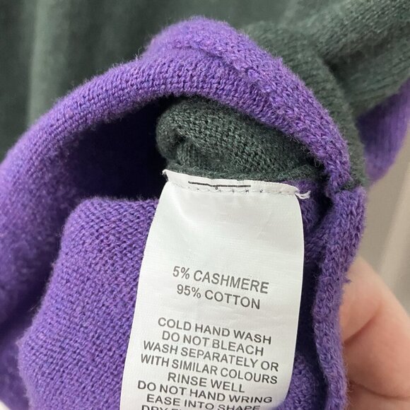 Zaket & Plover Sweater Womens XS Gray Cotton Cashmere Colorblock Gray Purple - Picture 5 of 6